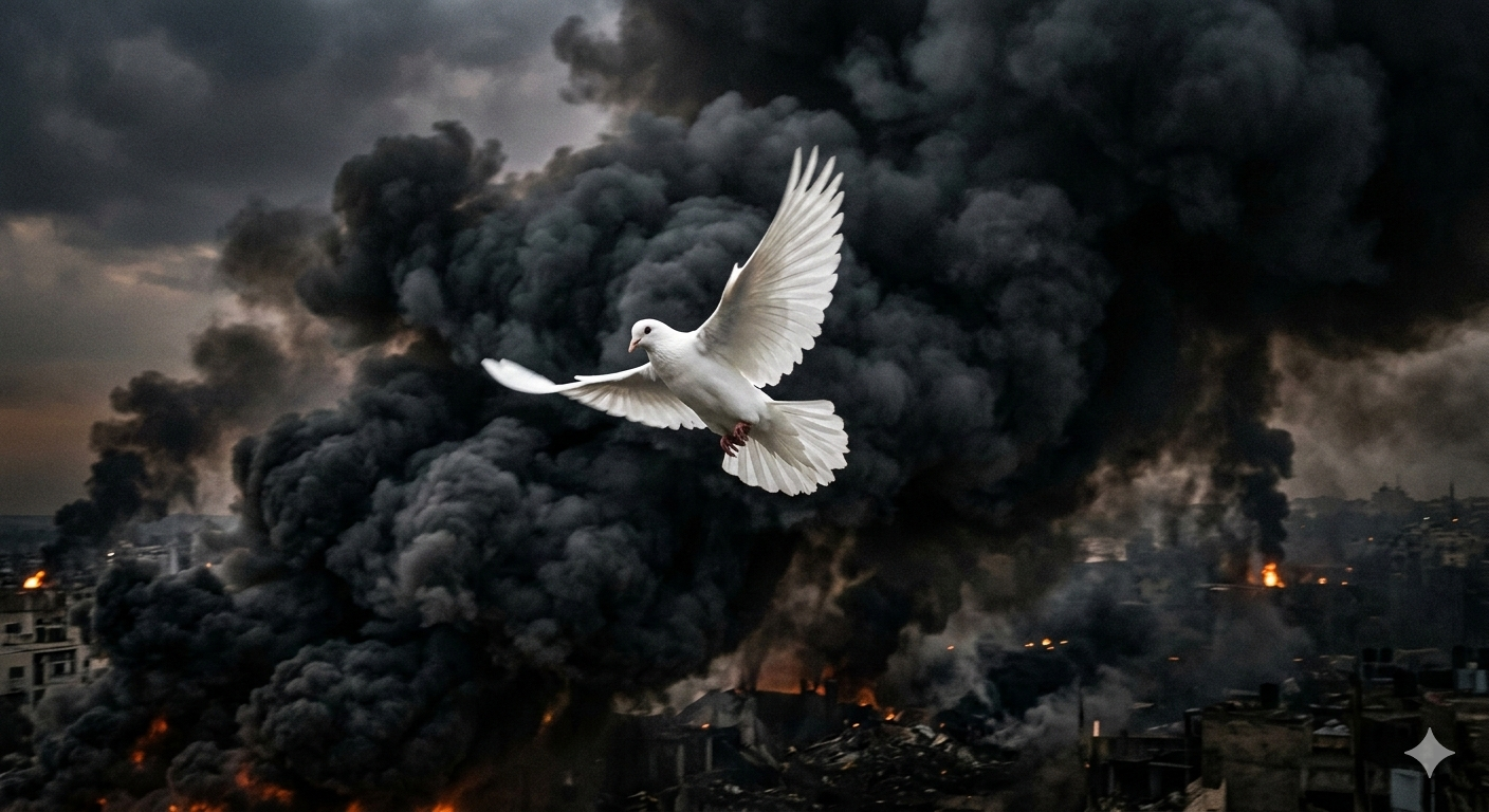 El Papa León XIV pide que callen las armas, que se abra un espacio para el diálogo. Imagen generada con Gemini